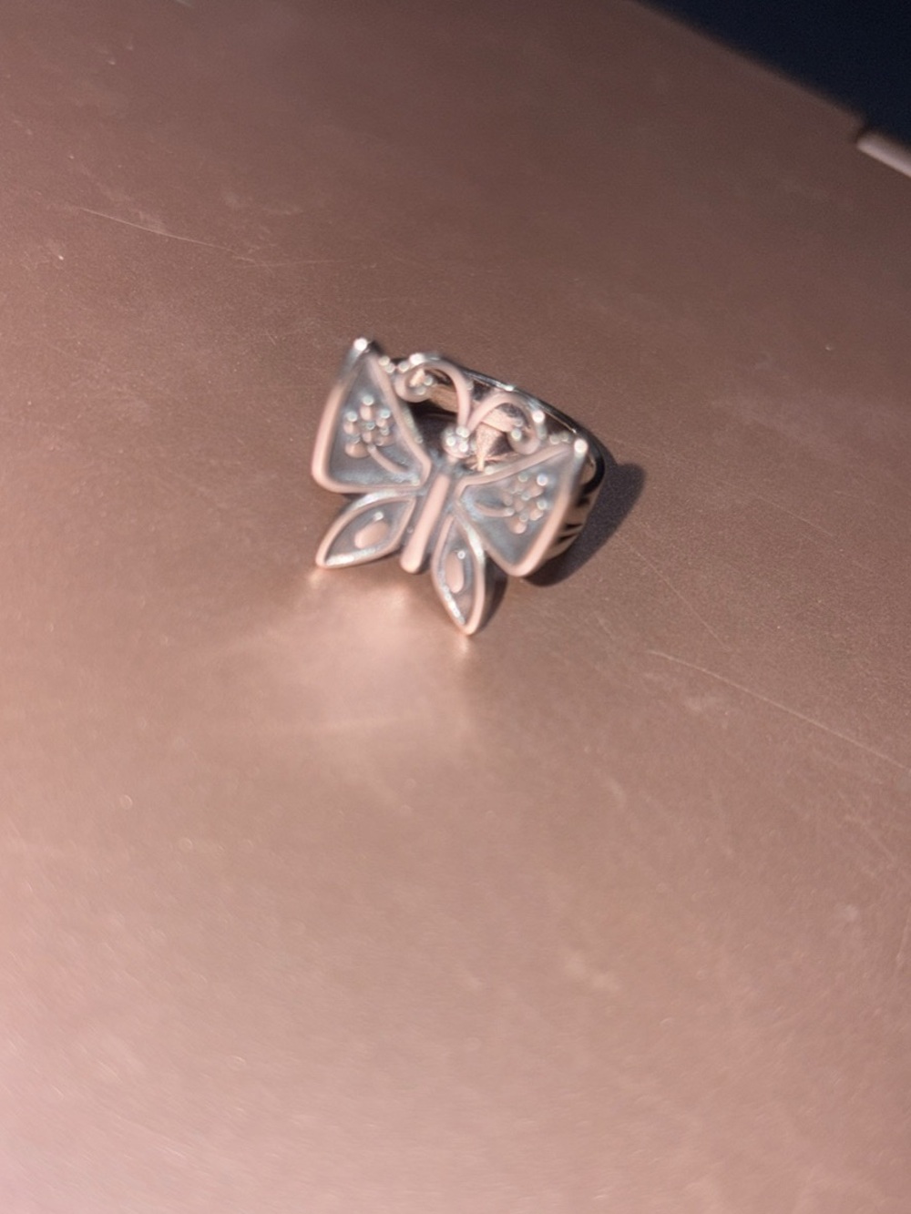 James Avery Silver Butterfly Ring with Pale Blue Accents